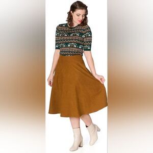 Banned Retro SOPHISTICATED LADY SWING SKIRT Size L in Brown NWT and in packaging